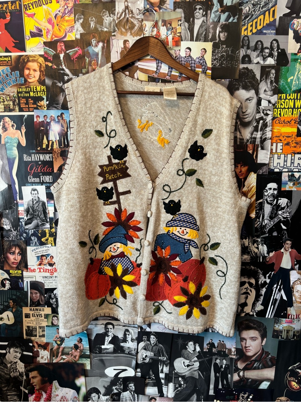 Bobbie Brooks Cream Embroidered Pumpkin Patch Sweater Vest